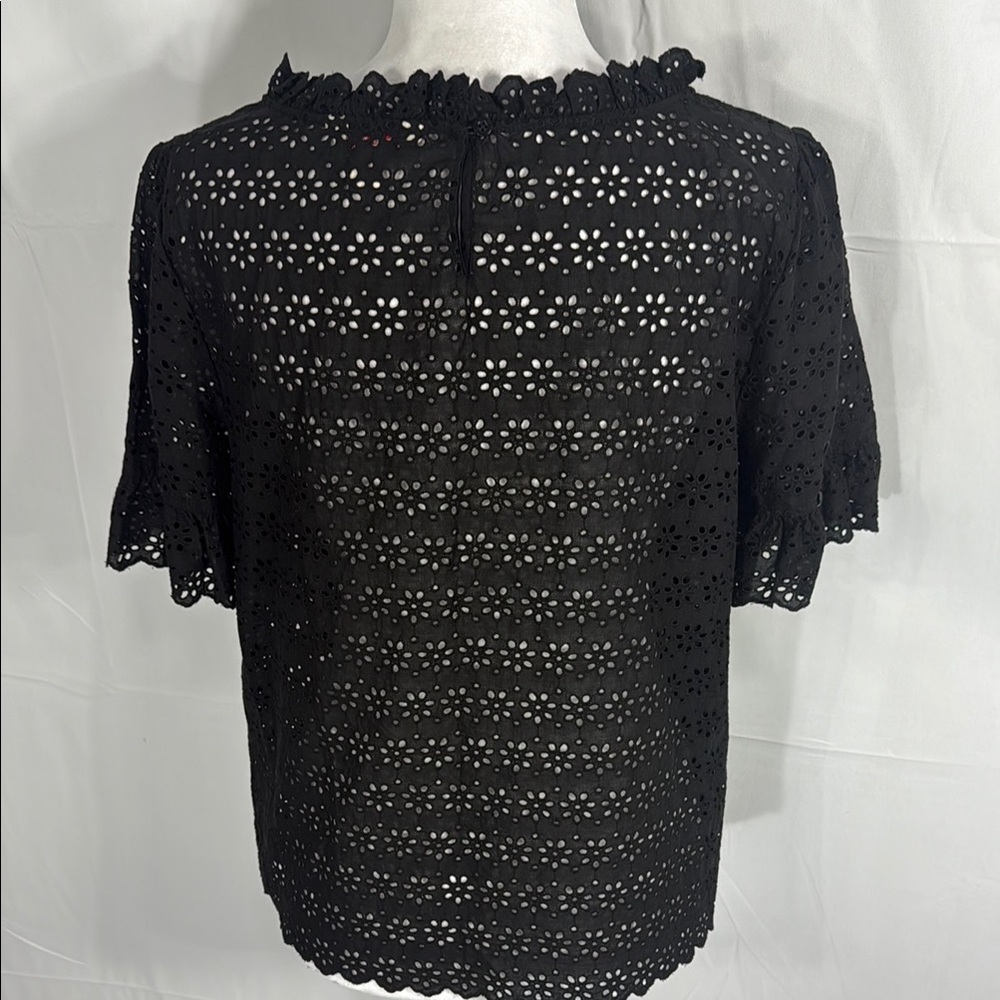 Brooks Brothers Red Fleece Black Eyelet Lace Blouse Size 12 - Picture 7 of 10